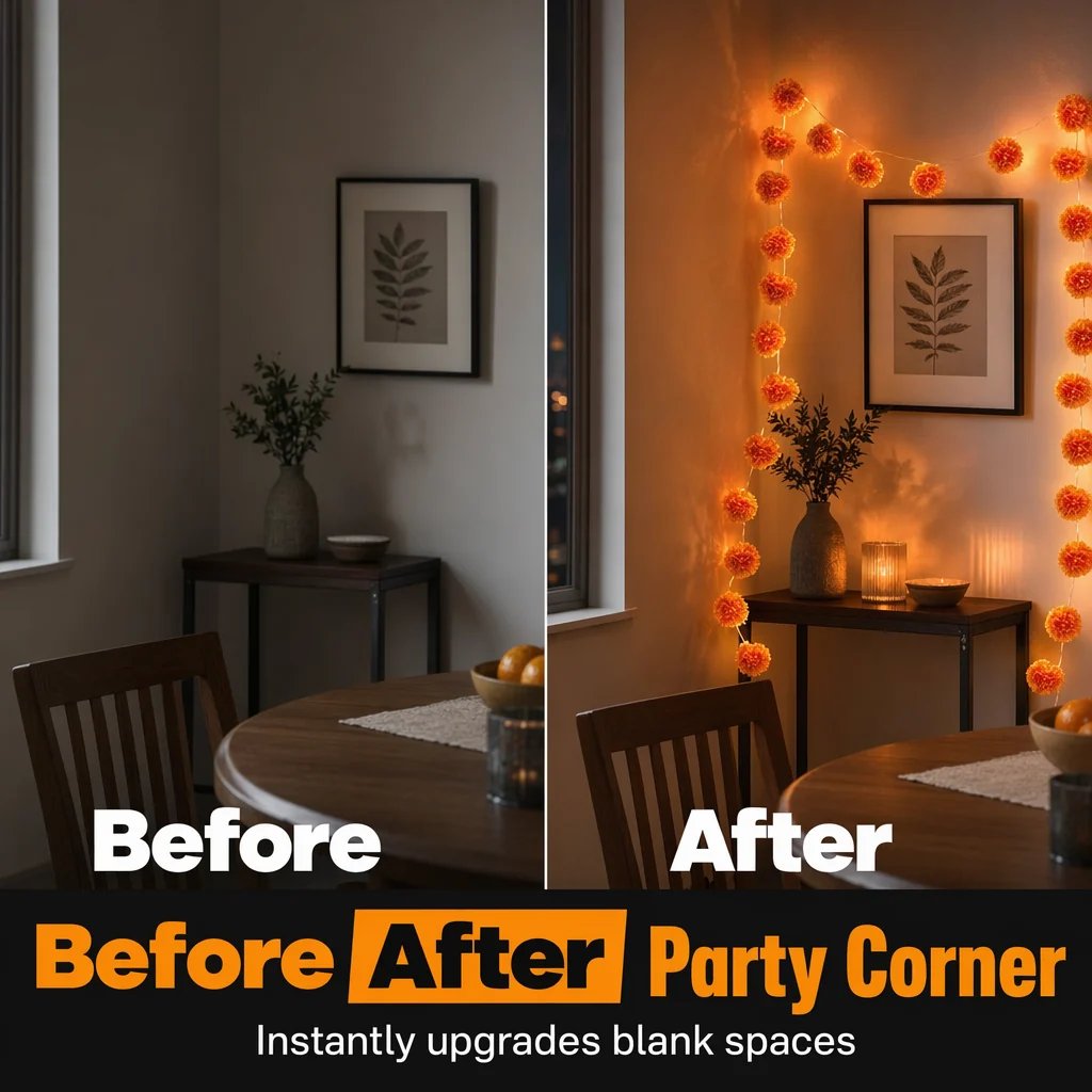 Artificial Marigold Flower LED String Lights