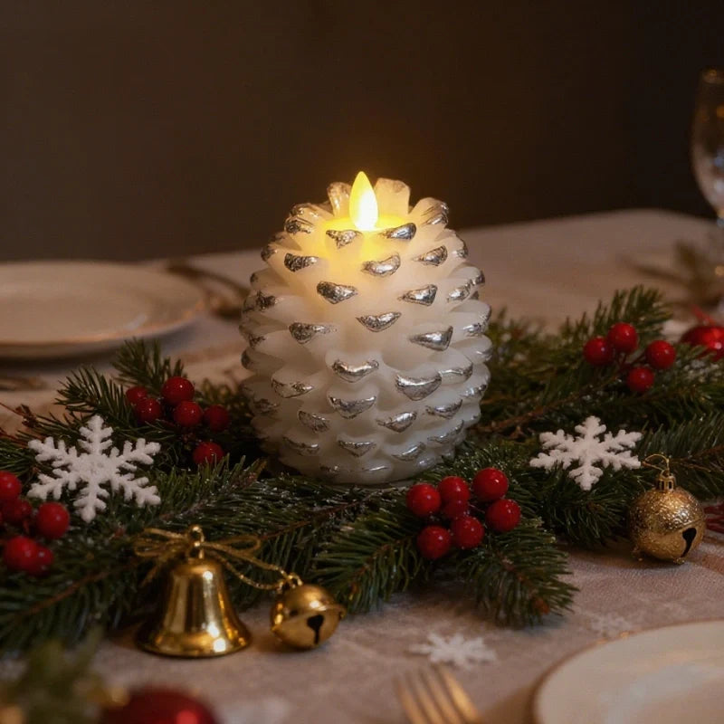 Flameless Pinecone Candles