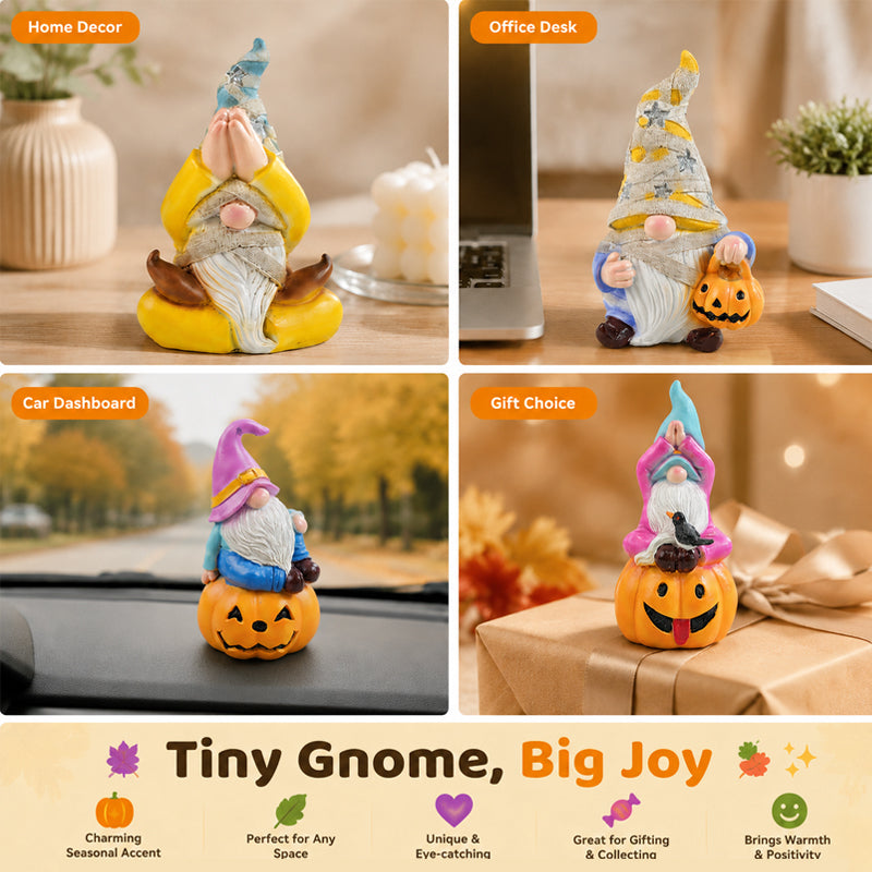 Dual-Season Gnome Figurine Set Halloween & Christmas Decor