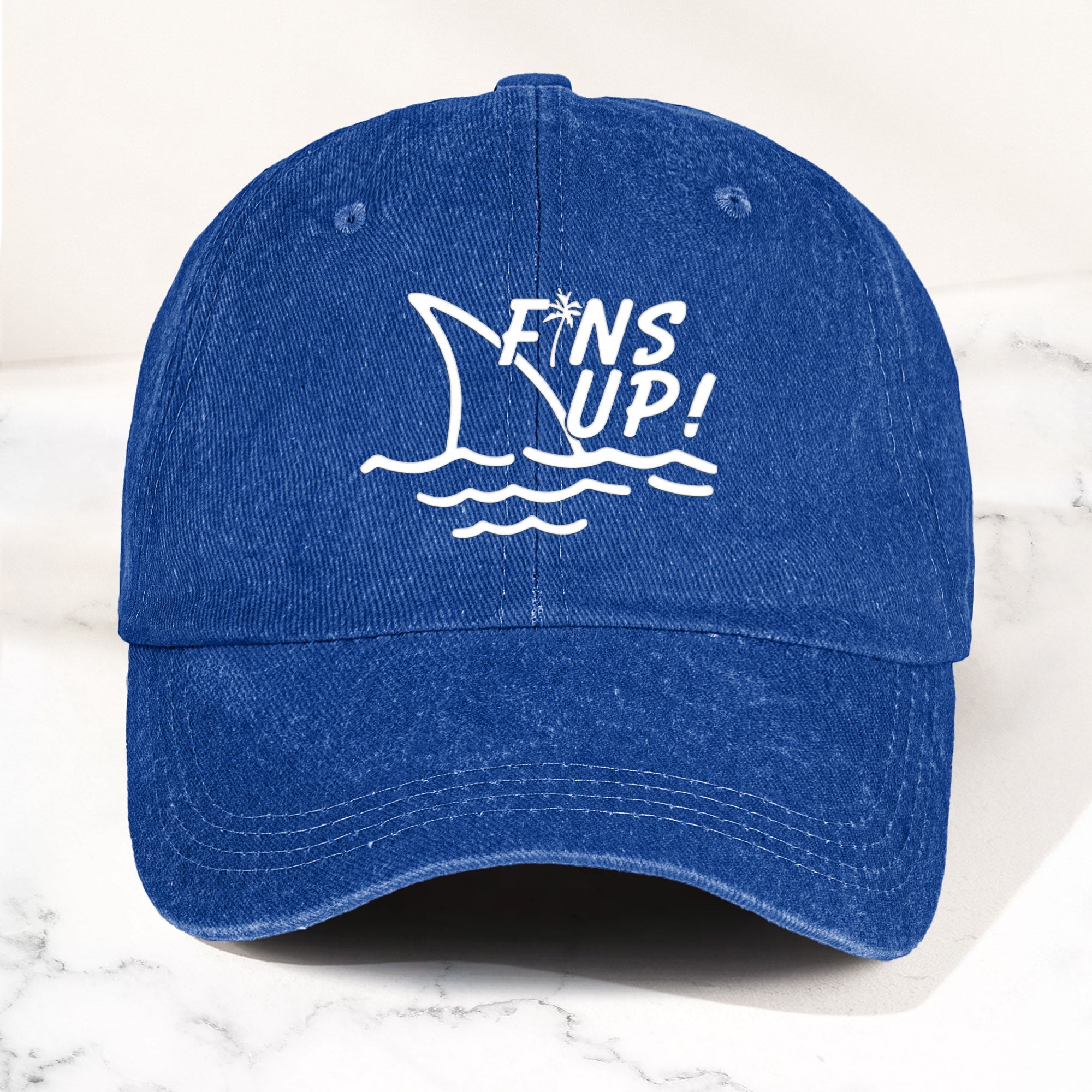 Jimmy Buffett Denim Dad Cap – Fins Up Margaritaville Beach Vibes Hat