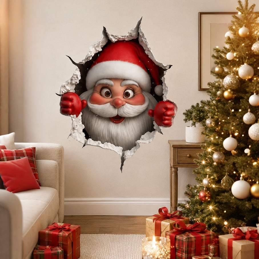 Creative 3D Christmas Santa Wall Sticker
