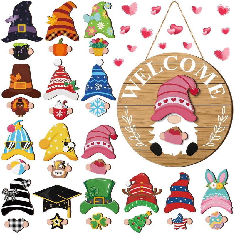 Interchangeable Wooden Gnome Decor Holiday Seasonal Gnome Decorations