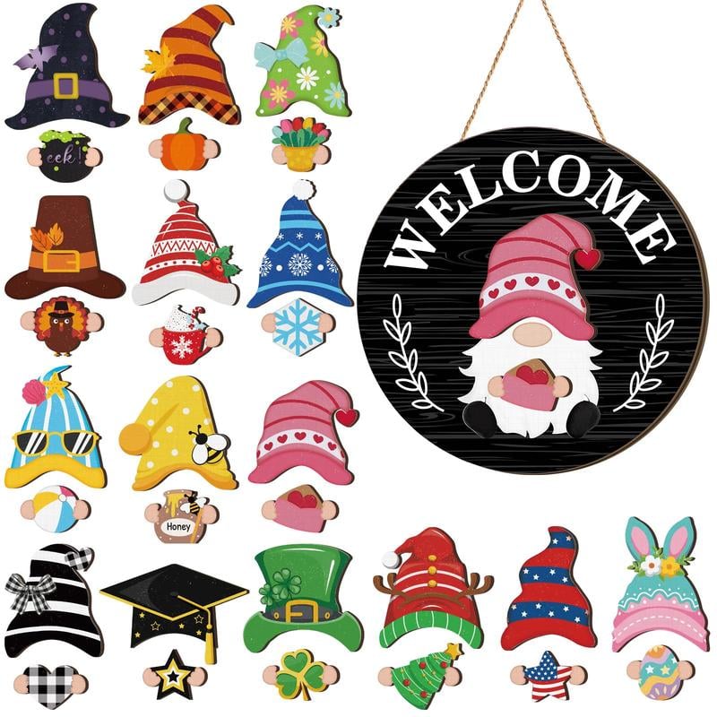 Interchangeable Wooden Gnome Decor Holiday Seasonal Gnome Decorations