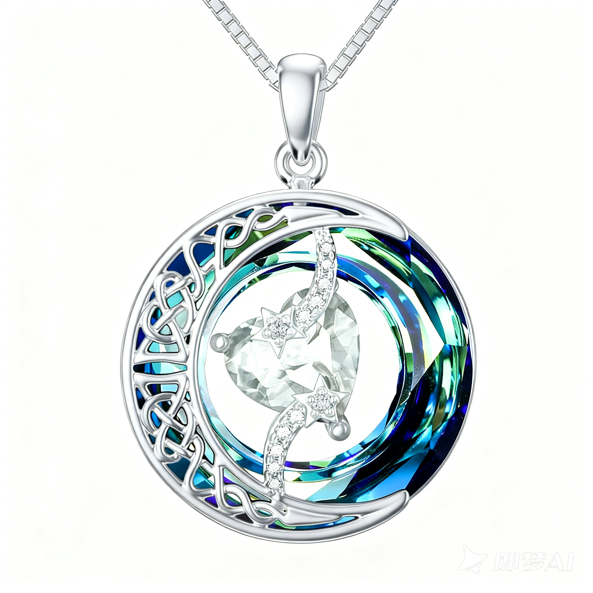 Collier Pierre de Naissance Pendentif Lune et Étoile Bijoux Lune