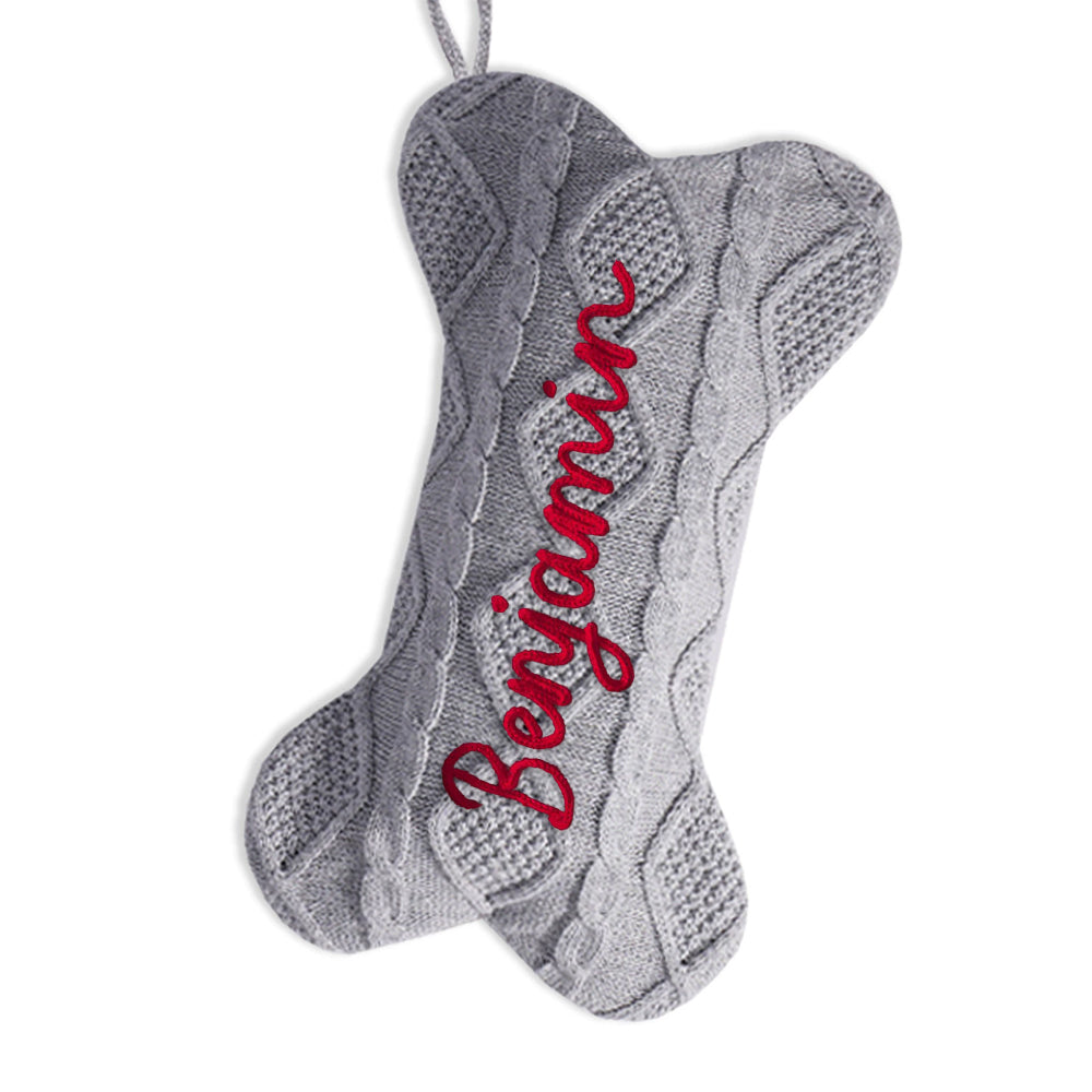 Personalized Hand-embroidery Dog Bone Christmas Stocking