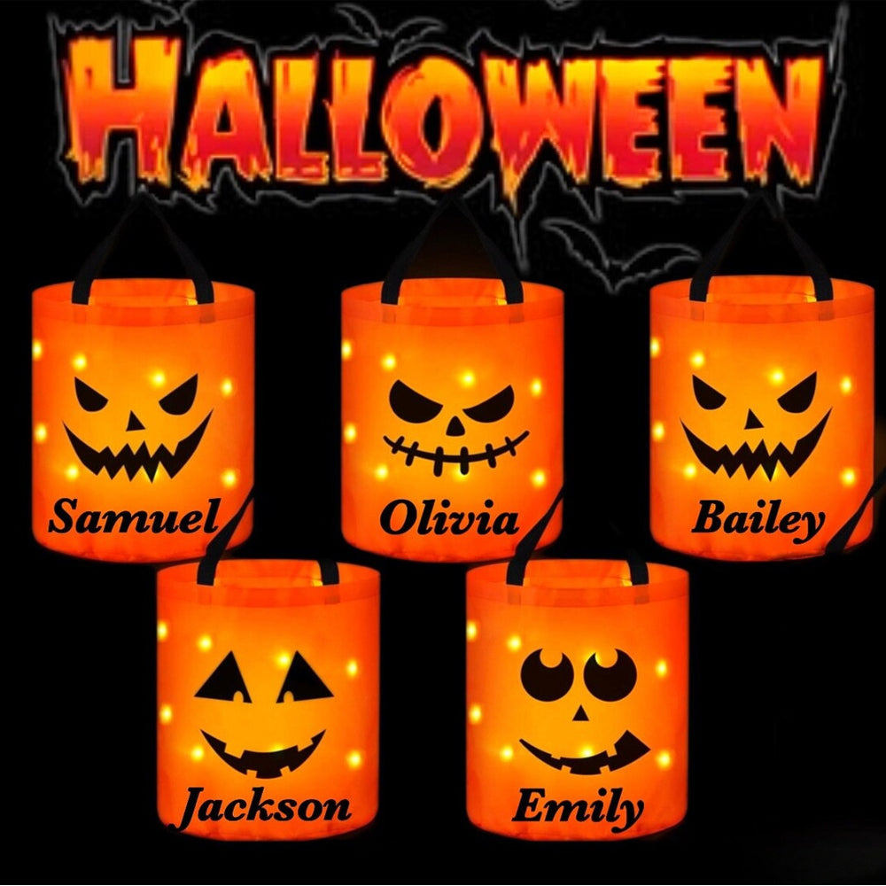 Personalized Halloween LED Light Pumpkin Bucket