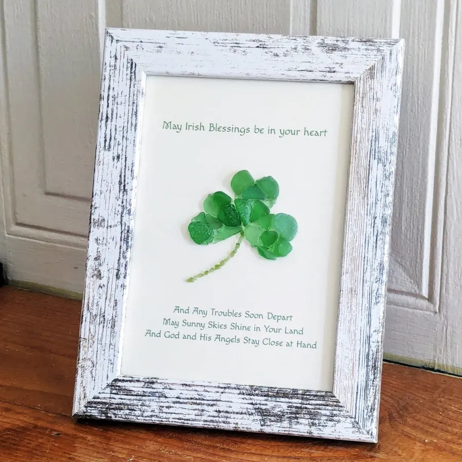 Sea Glass Art, May Irish Blessings be in you Heart