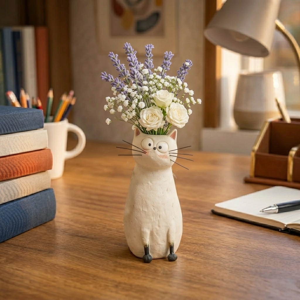 Handcrafted Quirky Cat Vase