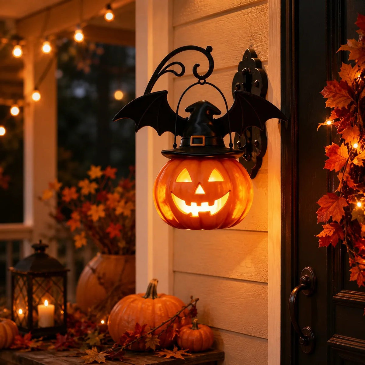 Bat Hat Pumpkin Wall Lamp 🦇