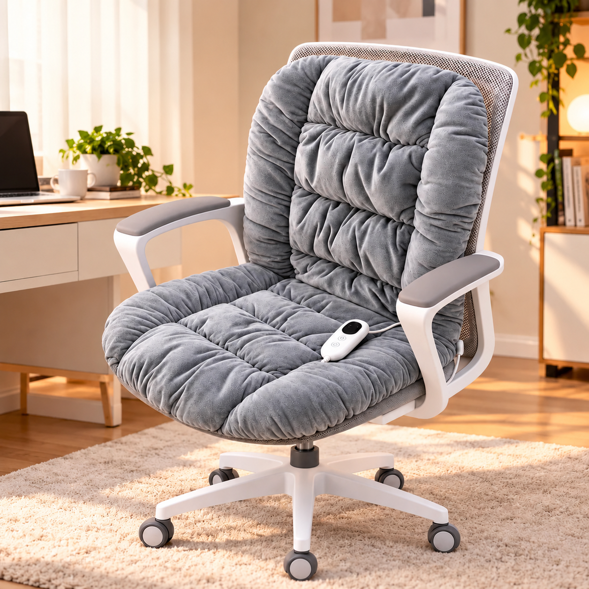 🔥 Plush Heated Chair Cushion – Cozy Seat & Back Warmer