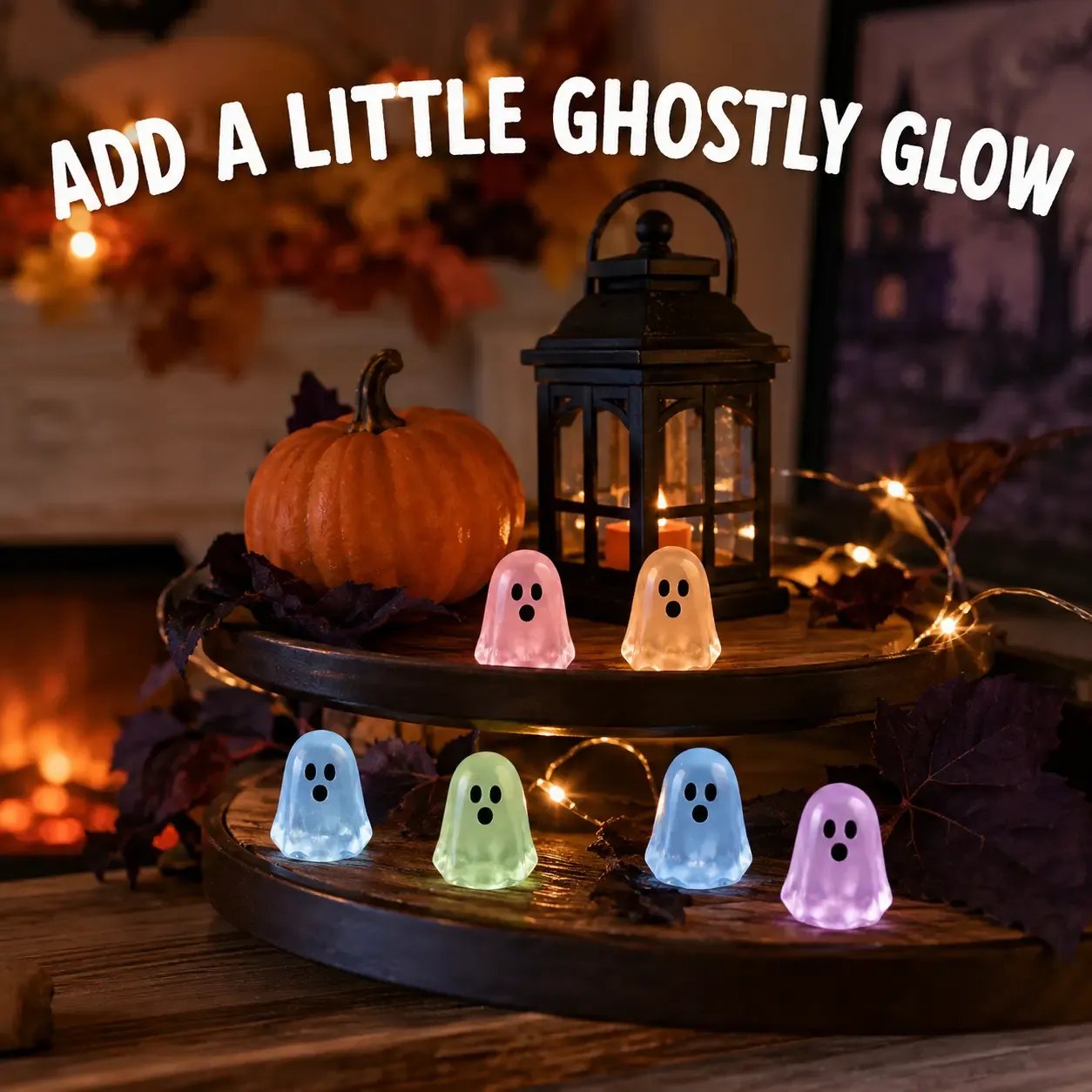 Glow-in-the-Dark Cute Ghost Resin Bead Set