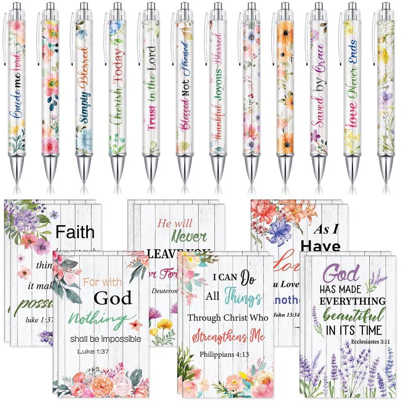 Ensemble de cadeaux chrétiens : Stylos de motivation et carnets de versets bibliques