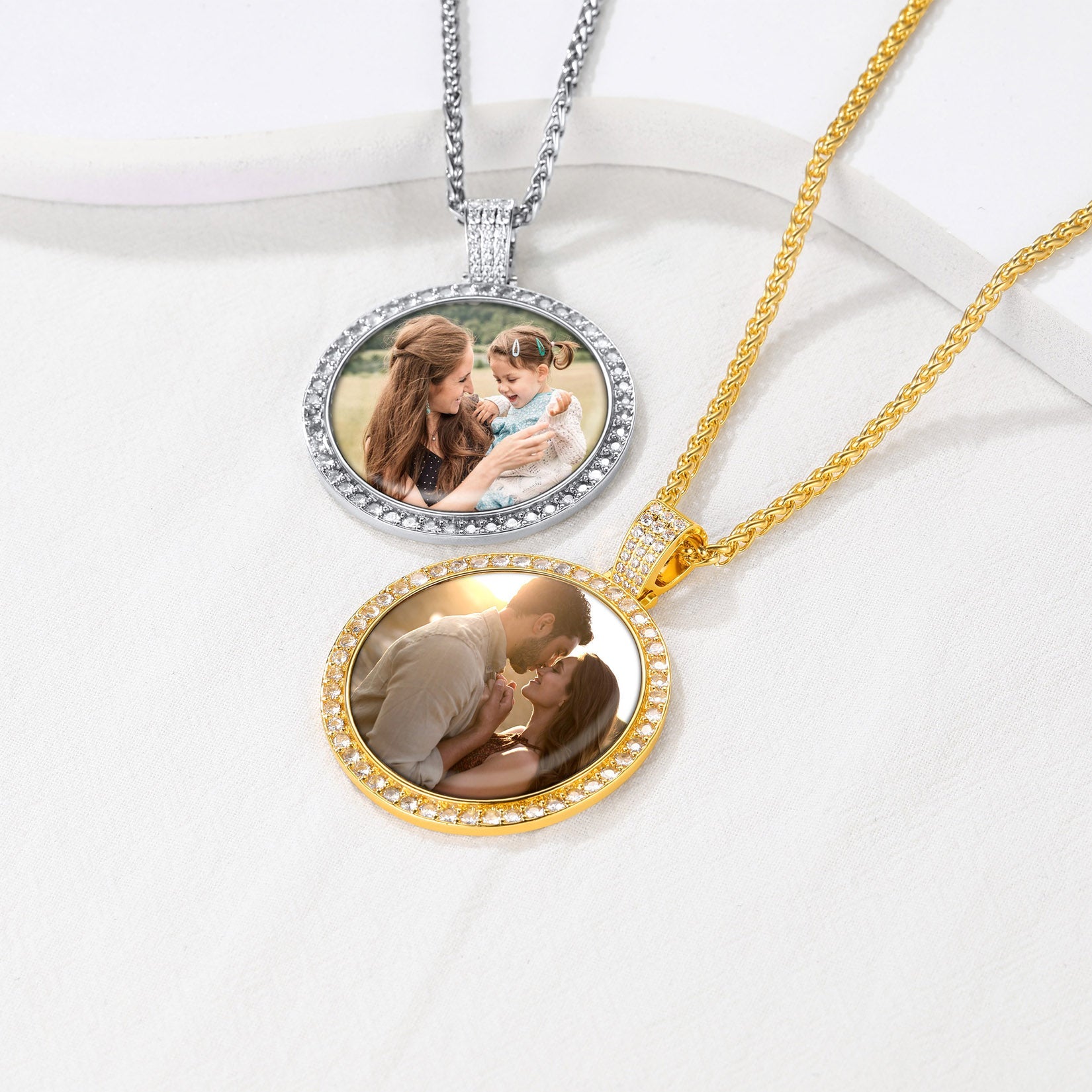 Custom CZ Picture Pendant Necklace