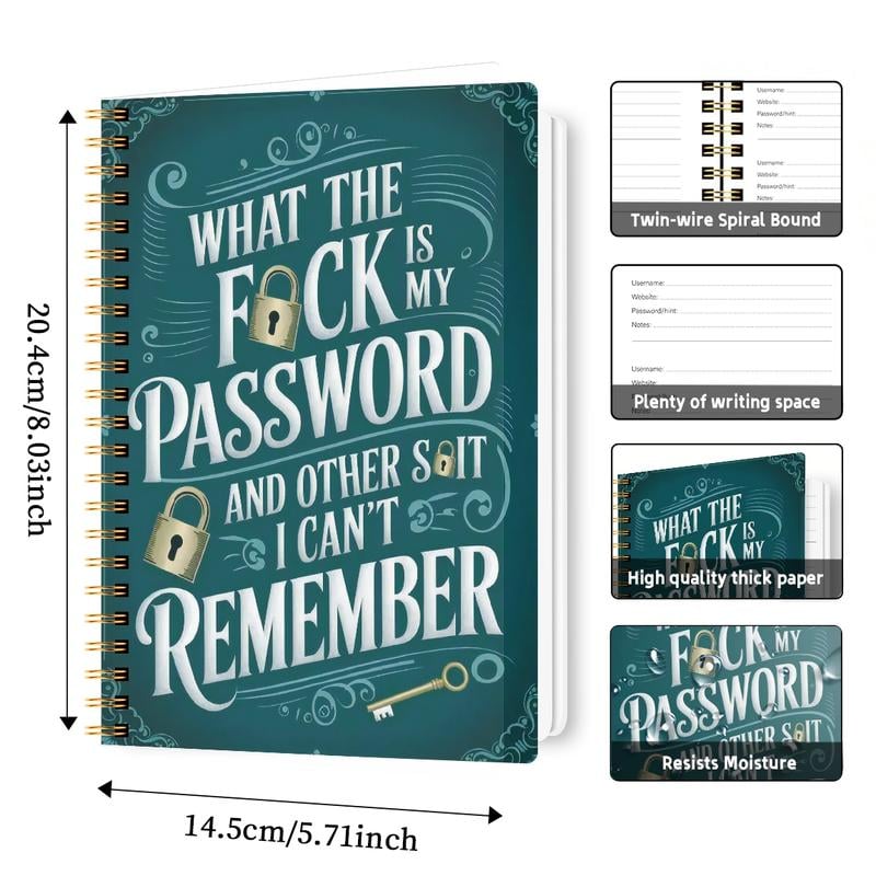 Funny Password Notebook- Spiral Bound