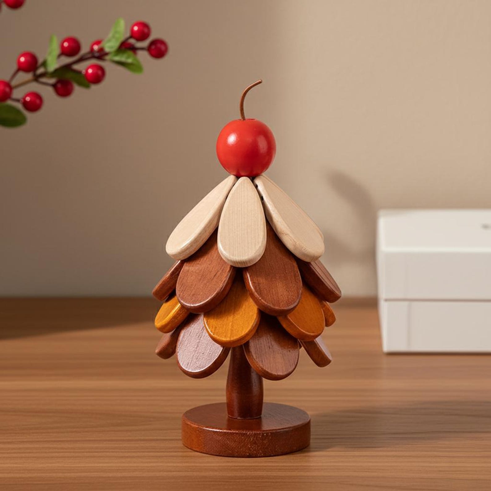 Wooden Christmas Tree Trivet Set