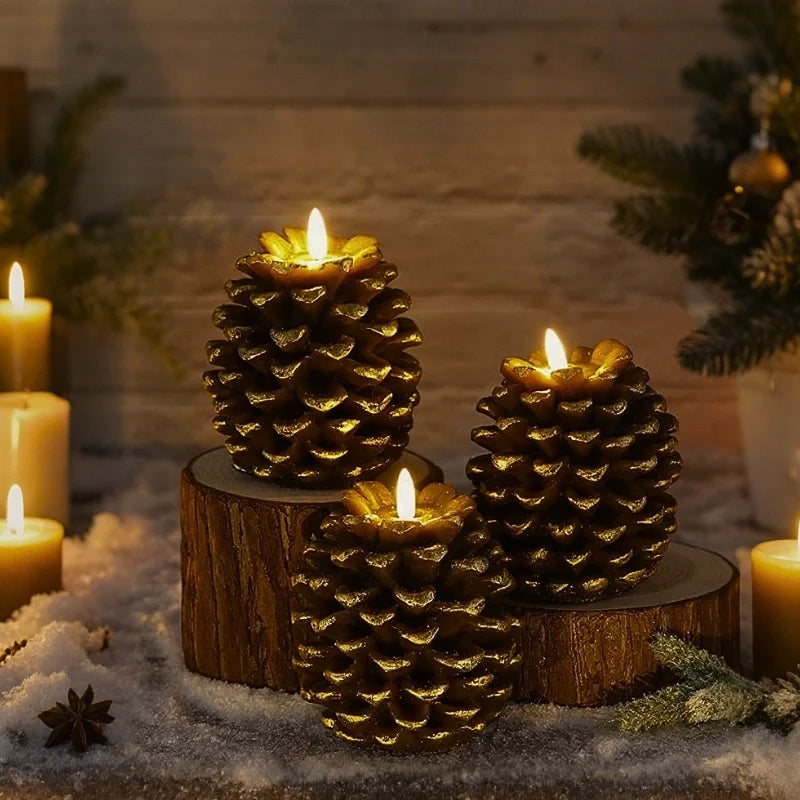 Flameless Pinecone Candles