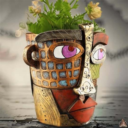 Picasso Brutalist Abstract Beauty Face Flower Pot