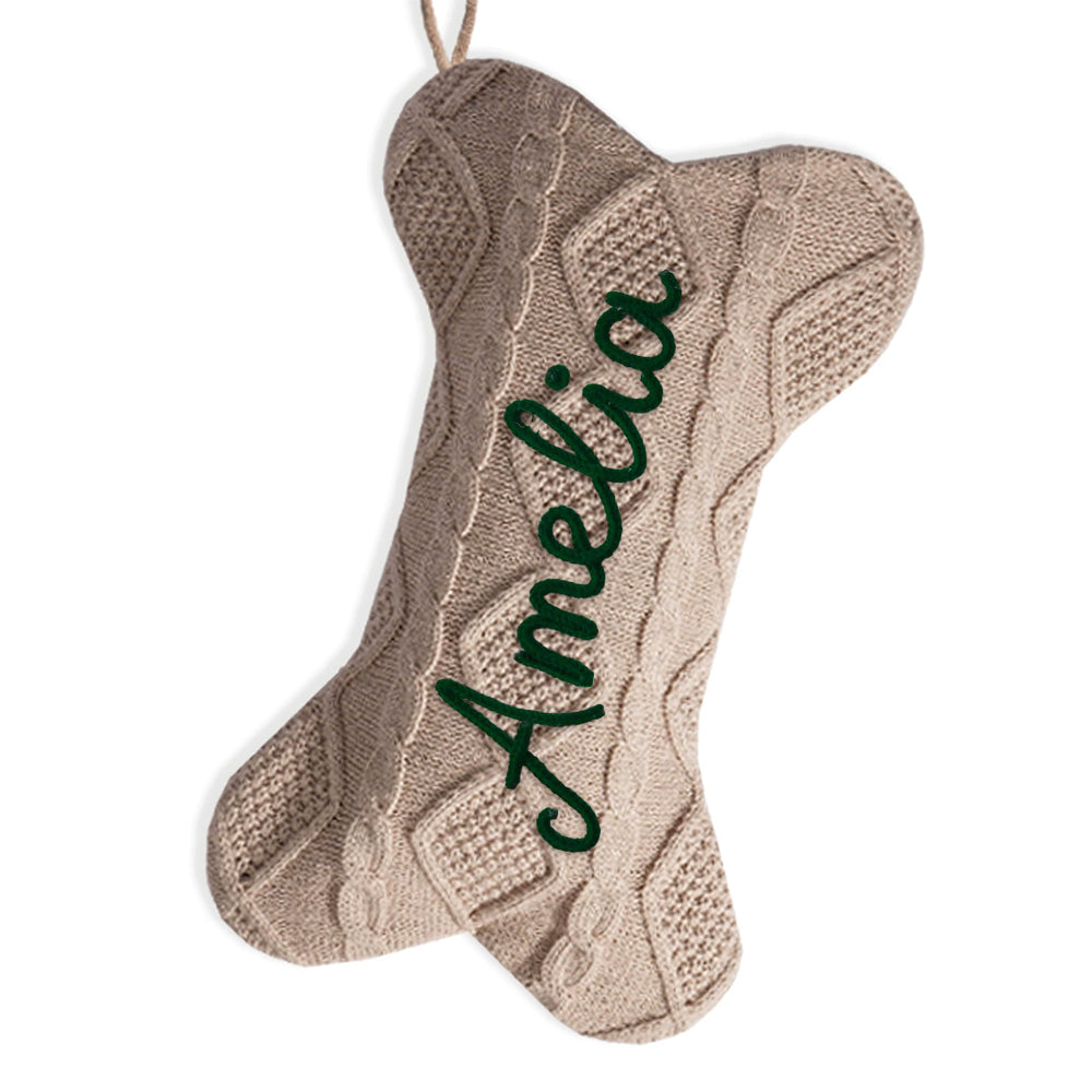 Personalized Hand-embroidery Dog Bone Christmas Stocking