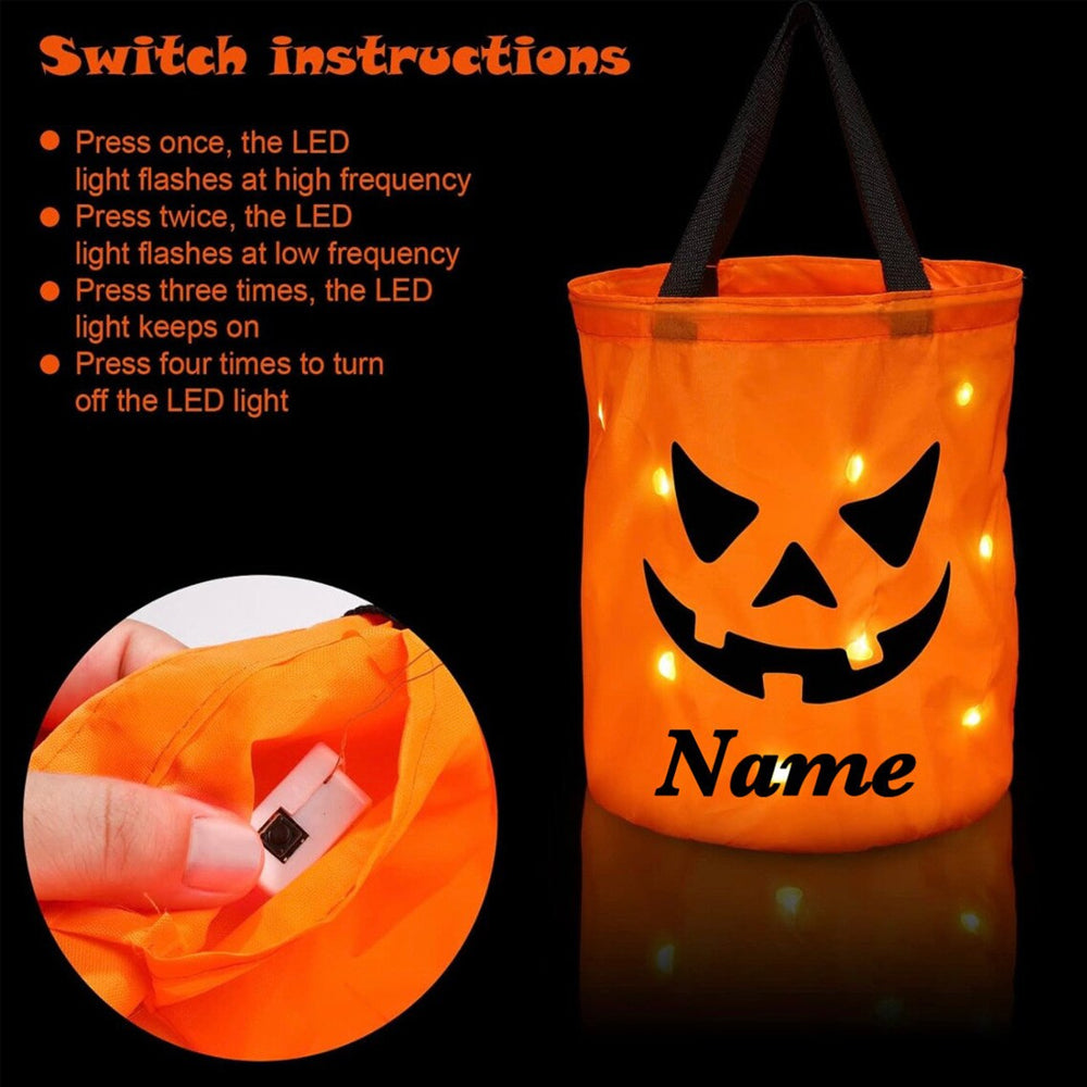 Personalized Halloween LED Light Pumpkin Bucket
