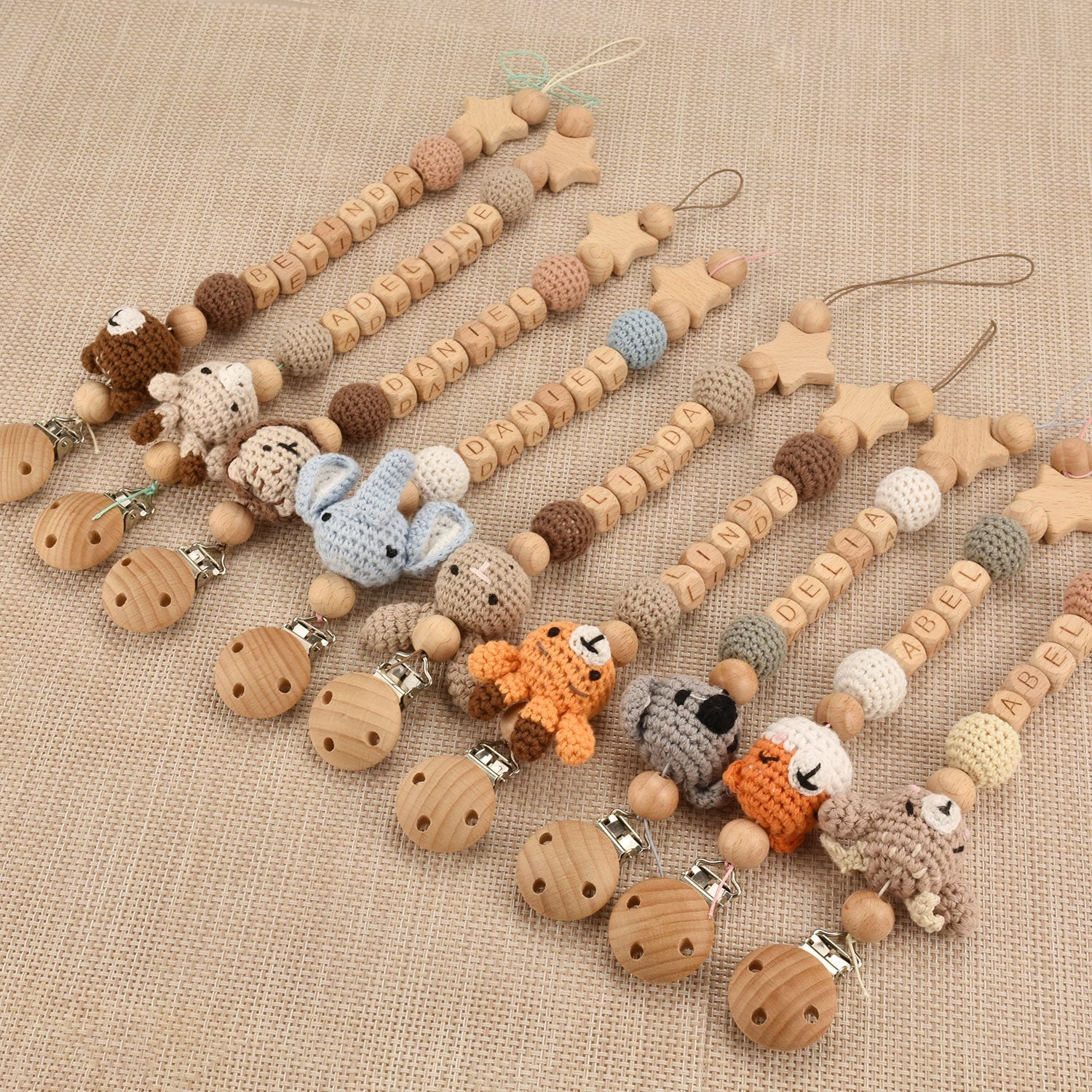 Personalized Baby Pacifier Crocheted Animal Clip