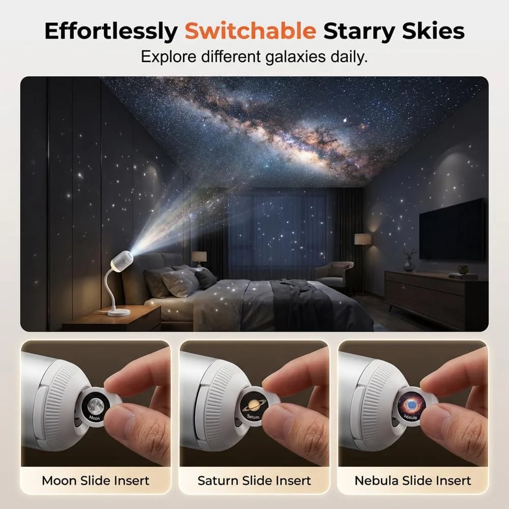 Galaxy Projector Night Light – USB Starry Sky Ambient Lamp for Car & Bedroom