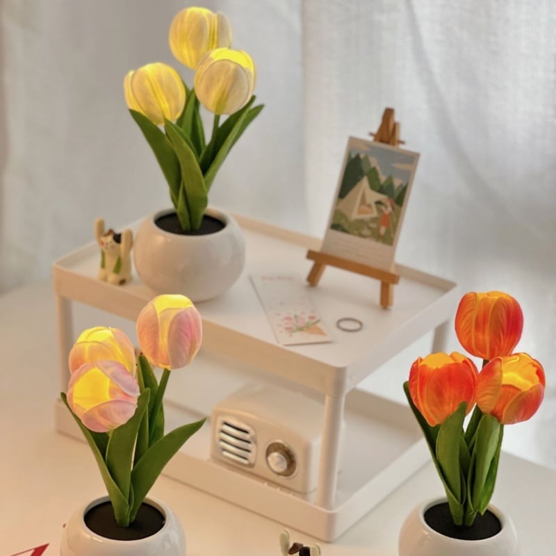 🌷LED Night Light – Tulip Design with Vase