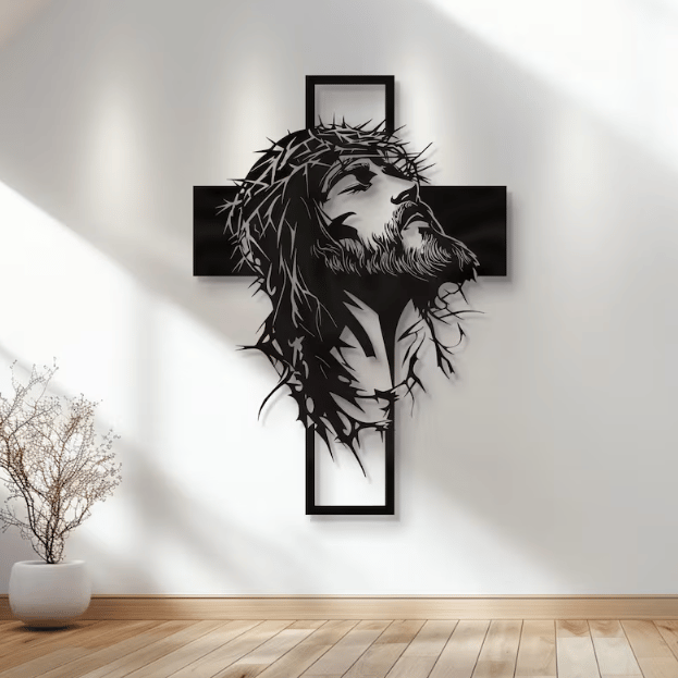 Jesus Cross Iron Sign Christ Wall Art Decor