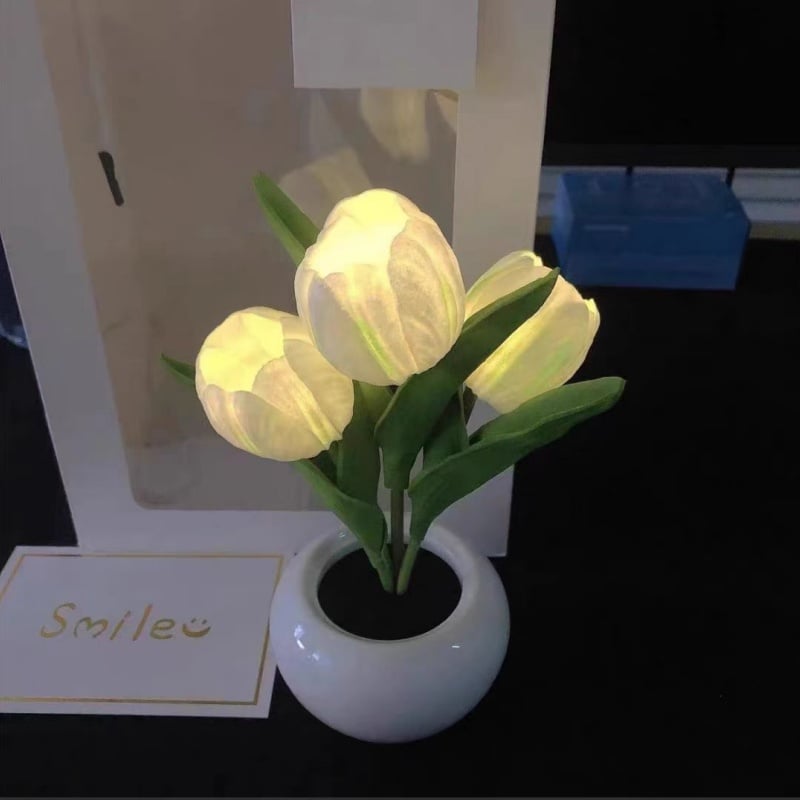 🌷LED Night Light – Tulip Design with Vase