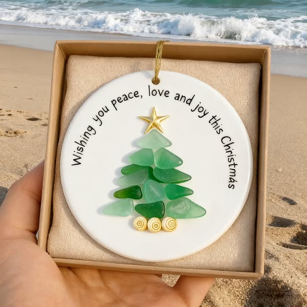 Handmade Coastal Sea Glass Christmas Decor