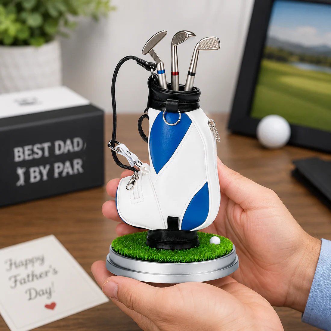Golf Pen Holder with 3-Pen Set – Stylish Desk Organizer for Golf Lovers