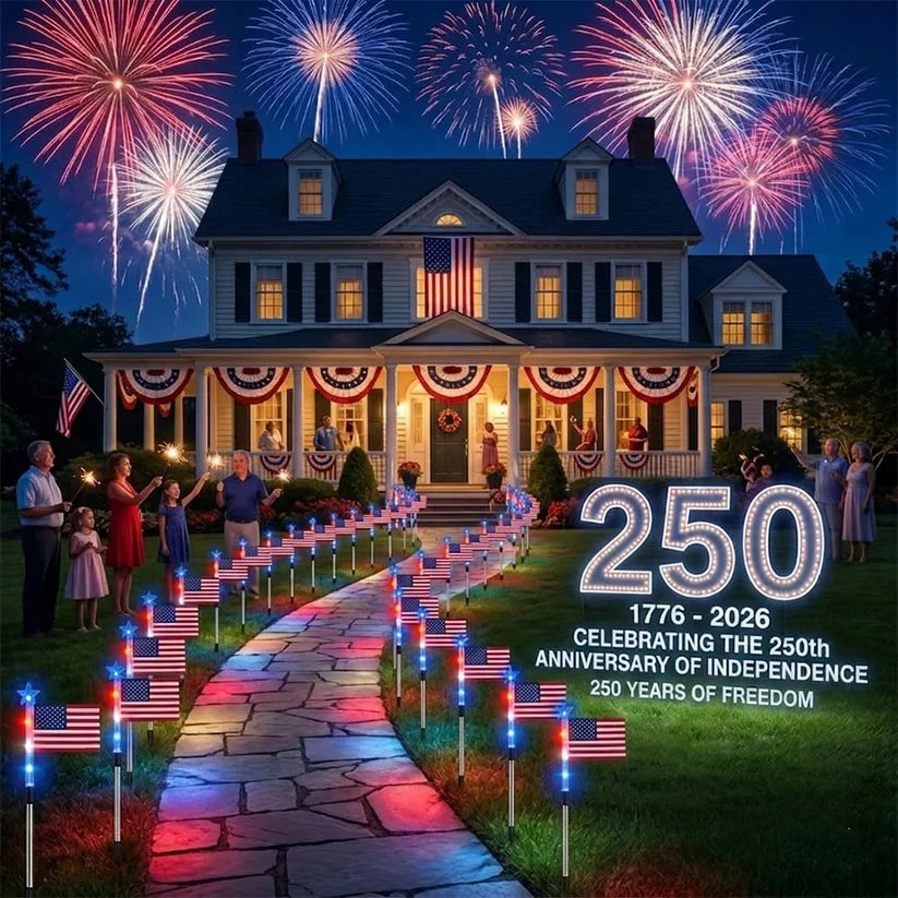8PCS Solar American Flag Path Lights 🇺🇸