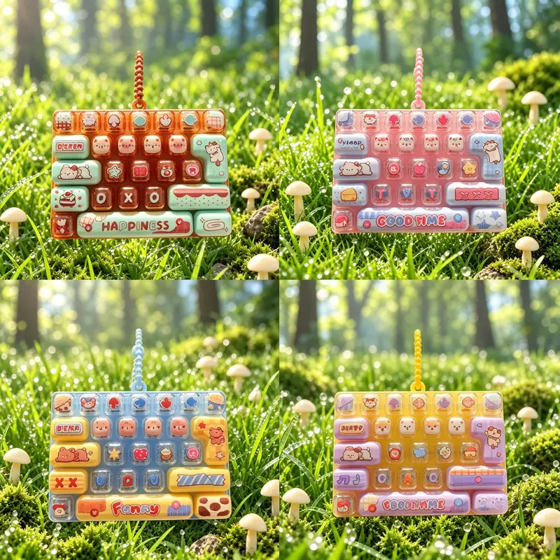⌨️ Cute Mini Keyboard Keychain – 4 Adorable Pastel Styles!