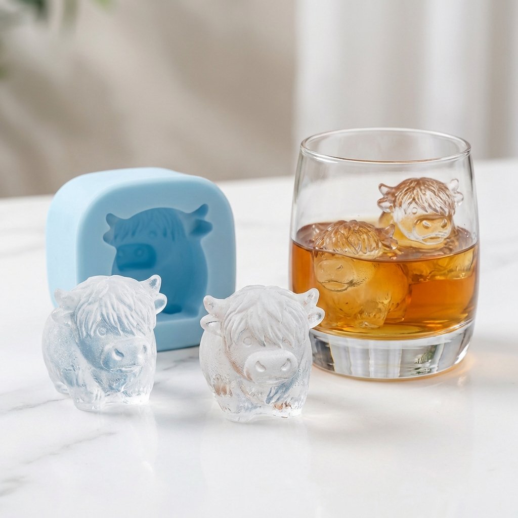 Mini Highland Cow Ice Cube & Dessert Mold Cute 3D Ice for Drinks
