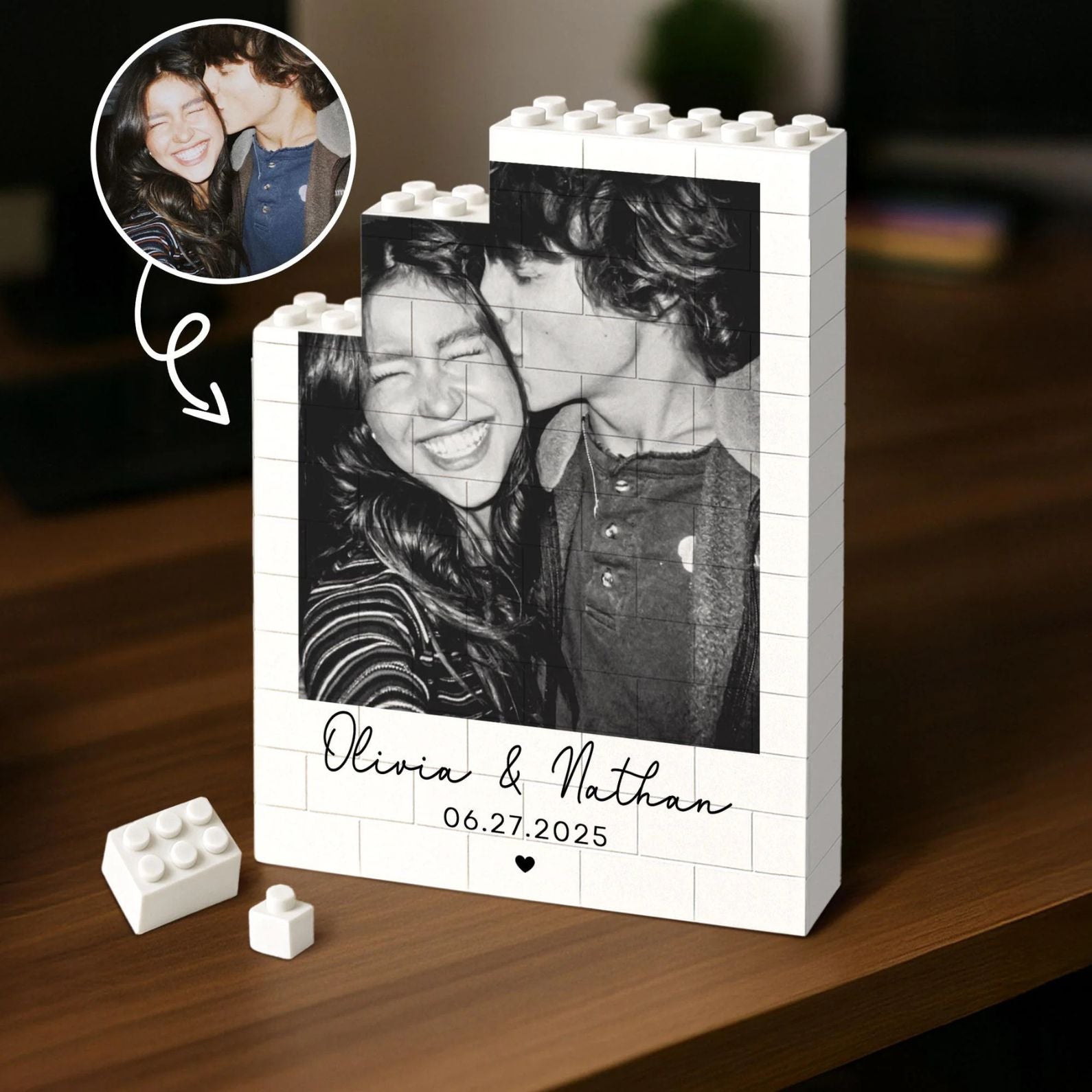 Custom Photo Building Brick Blocks For Couples Valentines Day Gift