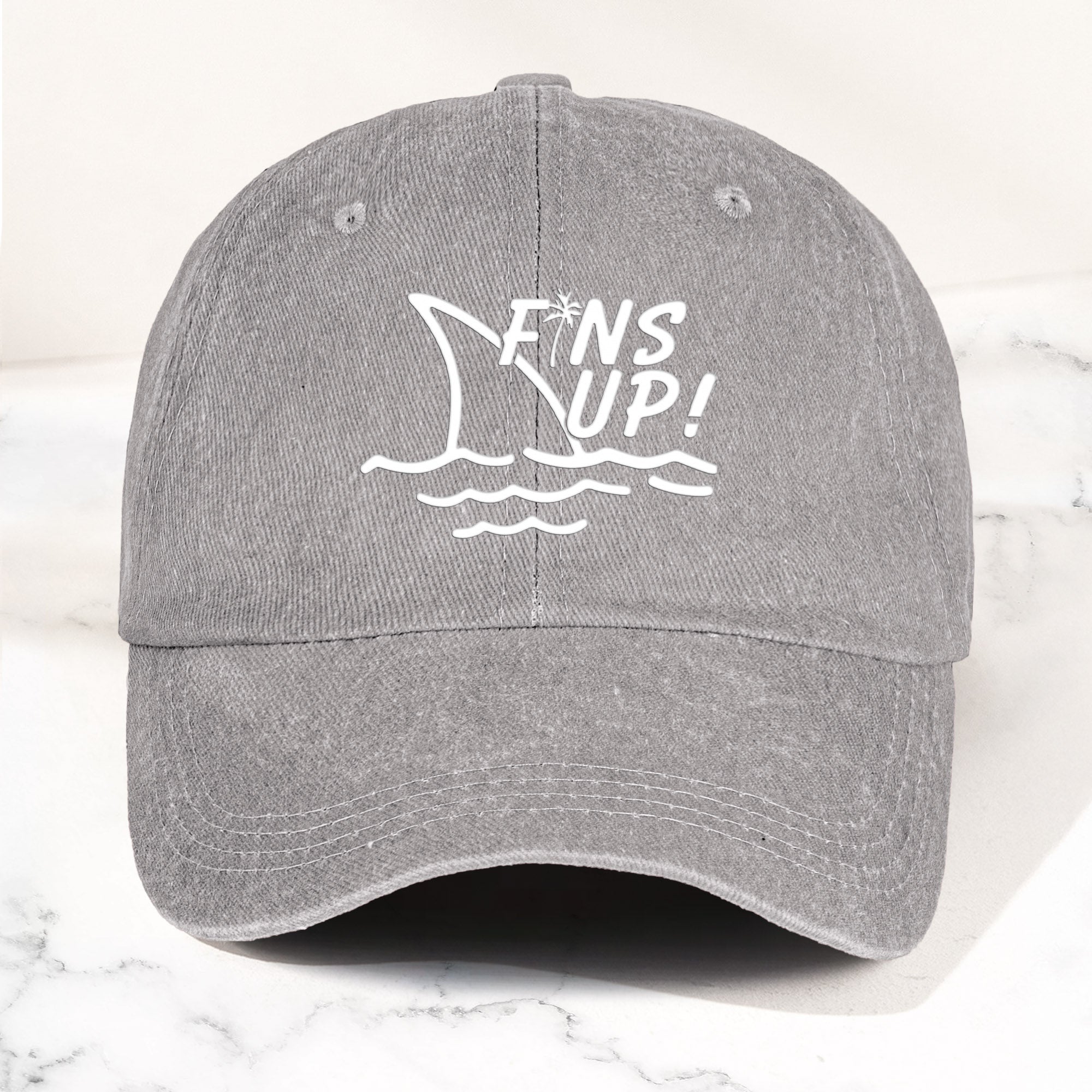 Jimmy Buffett Denim Dad Cap – Fins Up Margaritaville Beach Vibes Hat