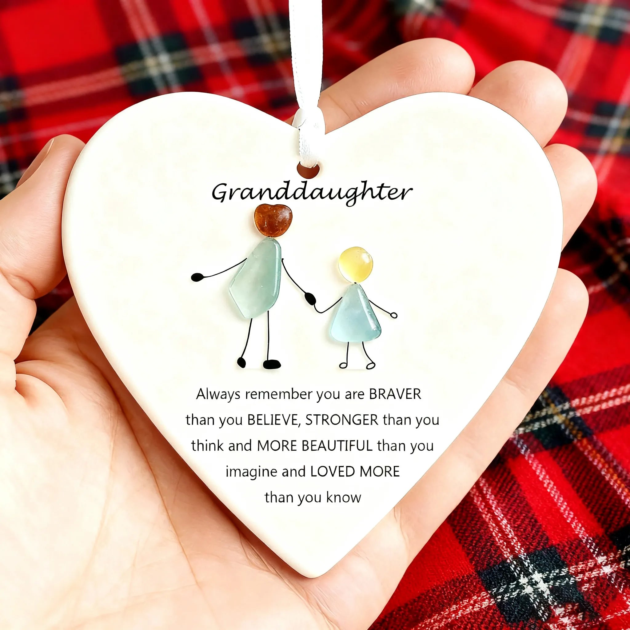 To My Granddaughter Sea Glass Heart Ornament