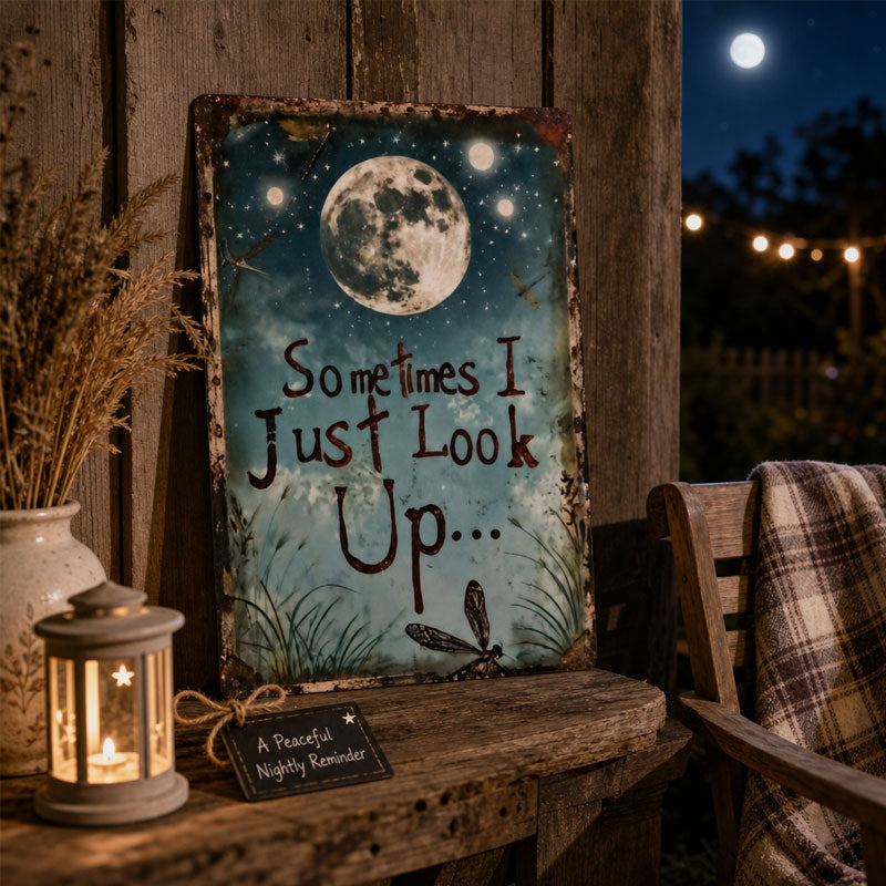 Retro Night Sky Metal Sign – Inspirational Wall Decor