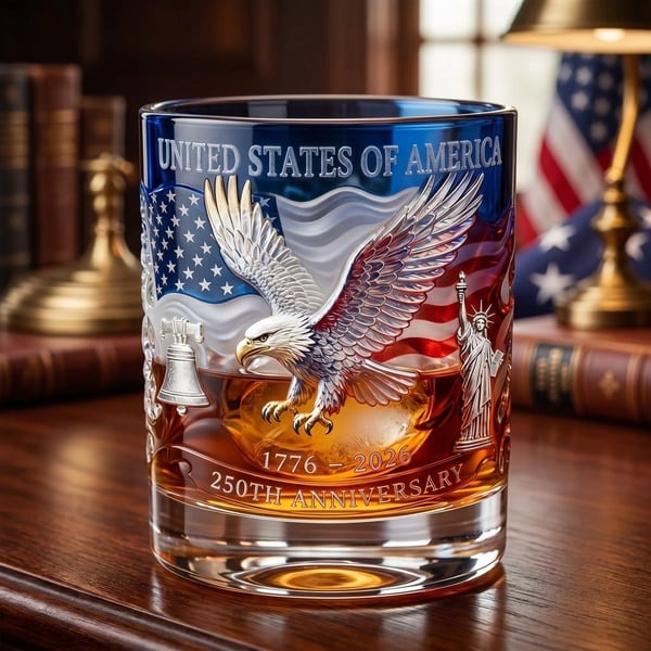 USA 250th Anniversary Whiskey Glass