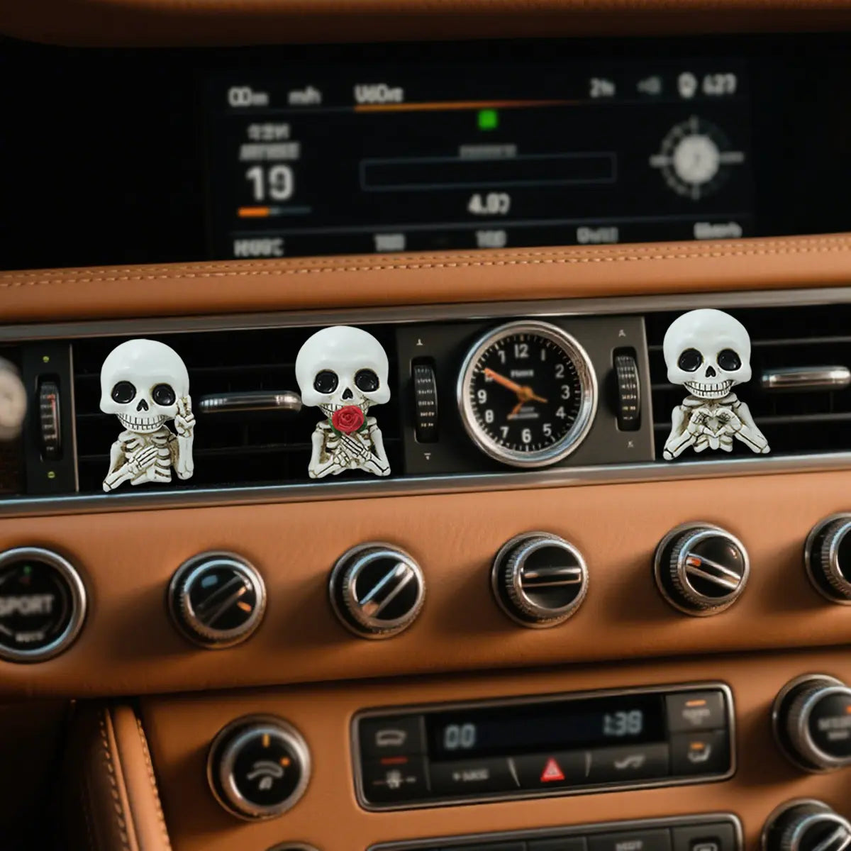 3-Piece Skull Car Diffuser Set – Gothic Air Vent Decor