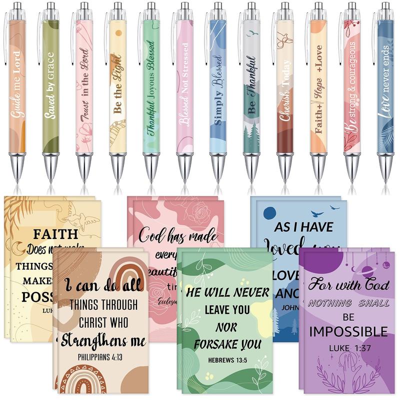 Ensemble de cadeaux chrétiens : Stylos de motivation et carnets de versets bibliques