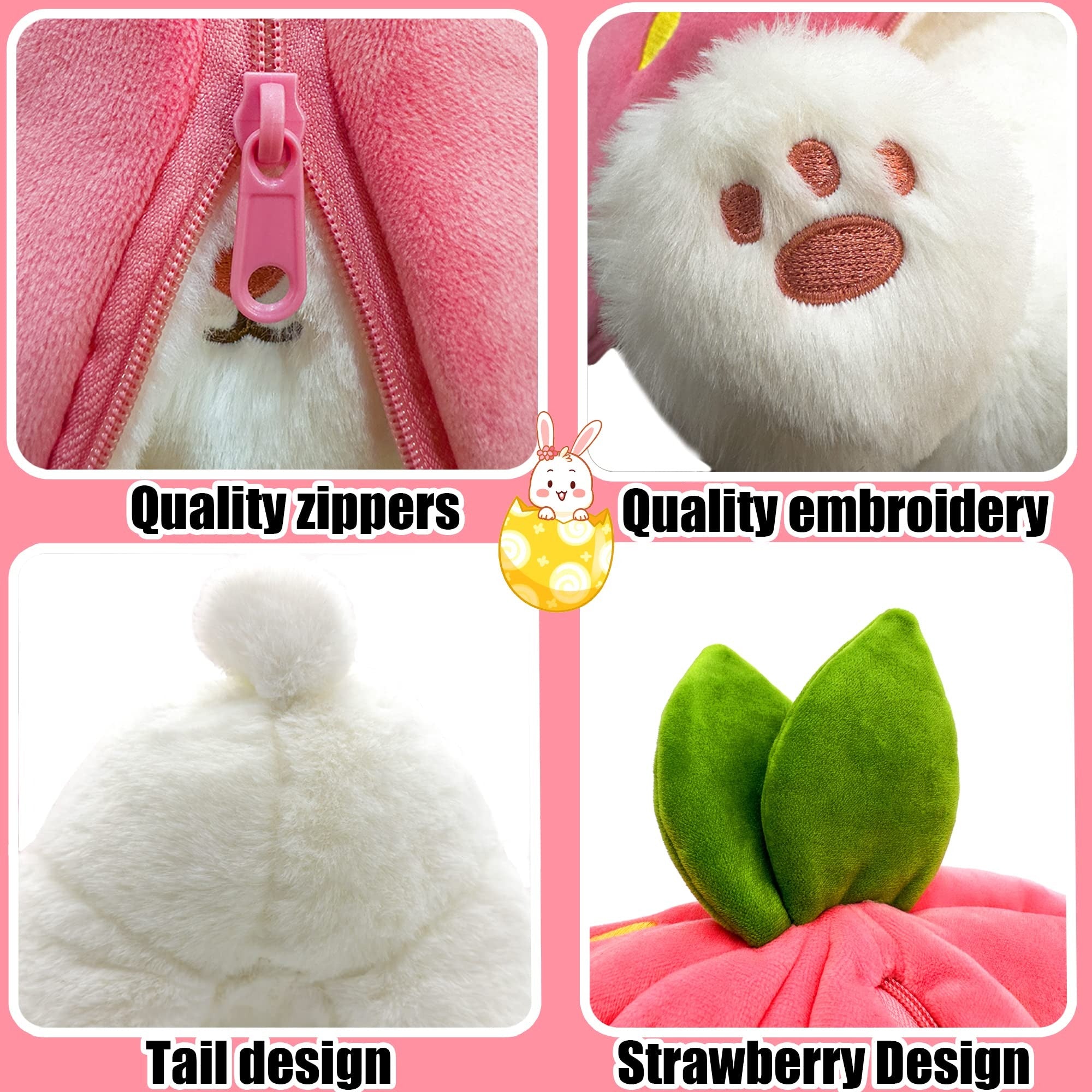 Strawberry Bunny Transformed into Little Rabbit🎀 Fruit Doll Plush Toy🐰