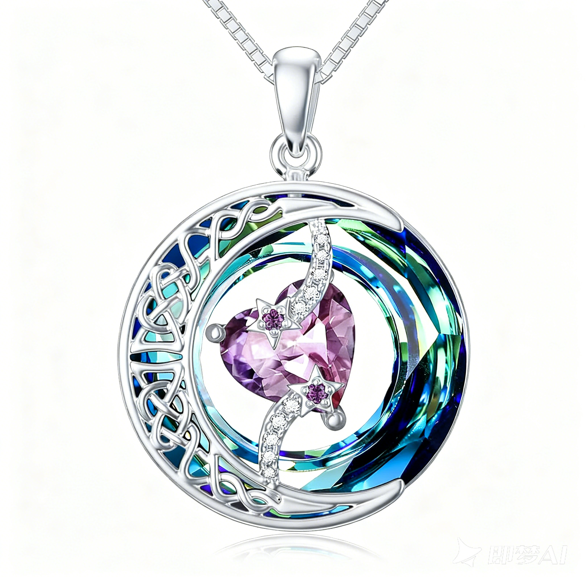 Collier Pierre de Naissance Pendentif Lune et Étoile Bijoux Lune