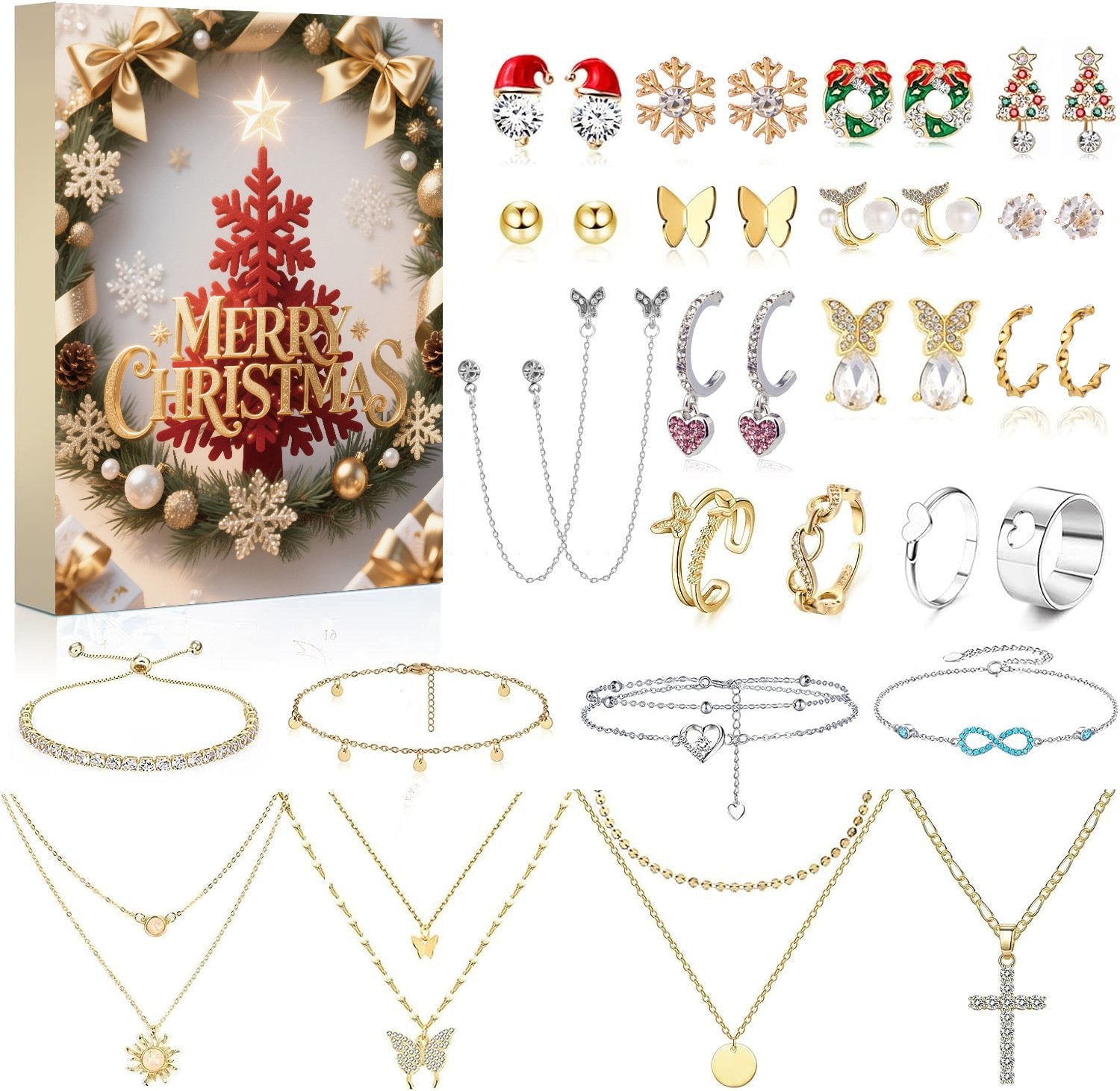DIY 24 Days Christmas Countdown Calendar Bracelets Set