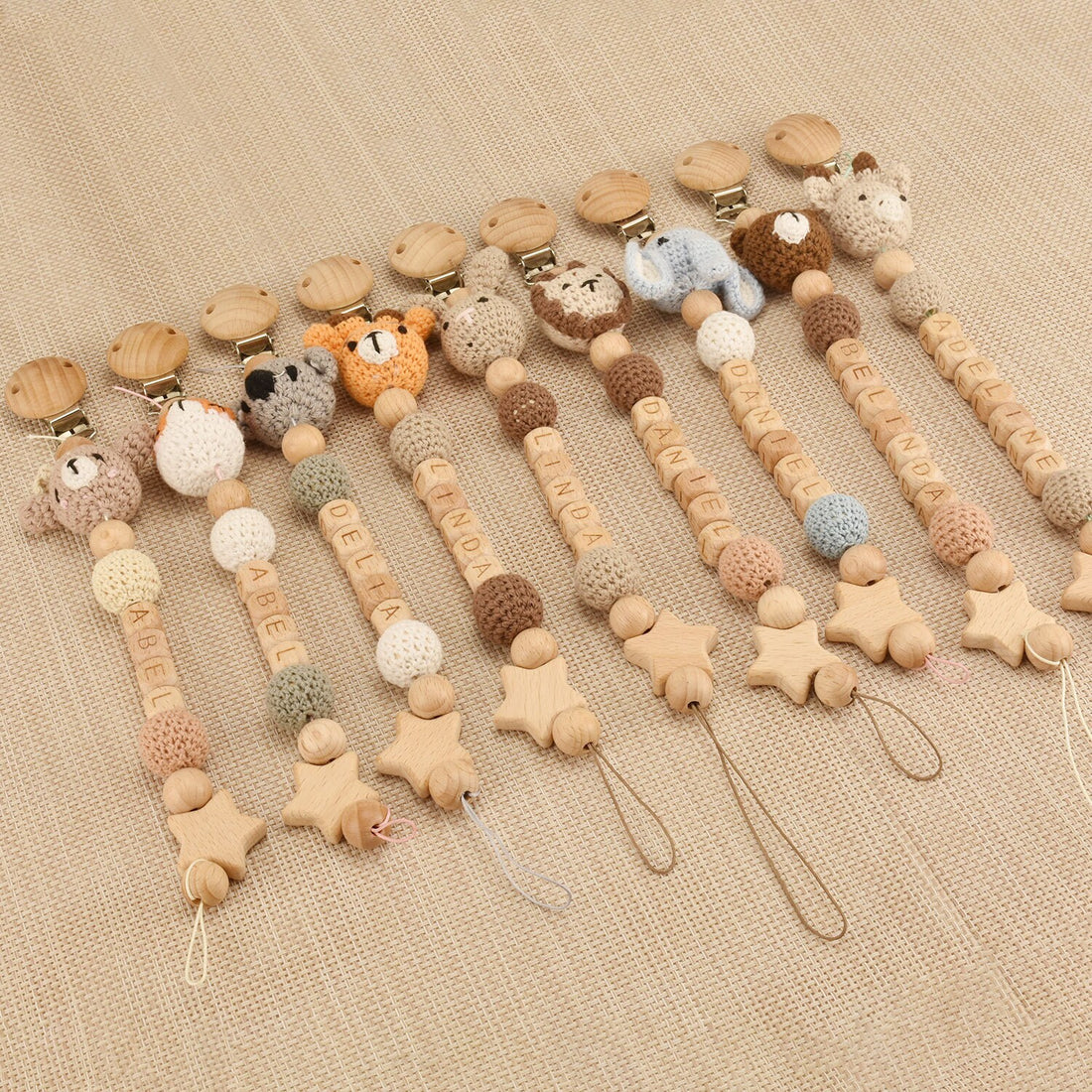 Personalized Baby Pacifier Crocheted Animal Clip