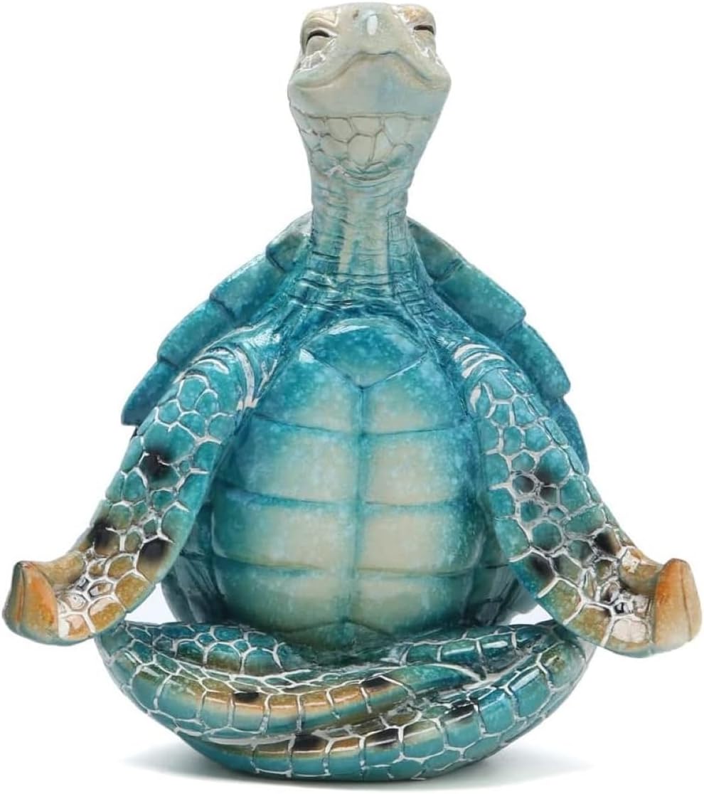 Décoration de yoga méditation tortue de mer, figurine de jardin tortue de mer méditant décorations de plage côtières