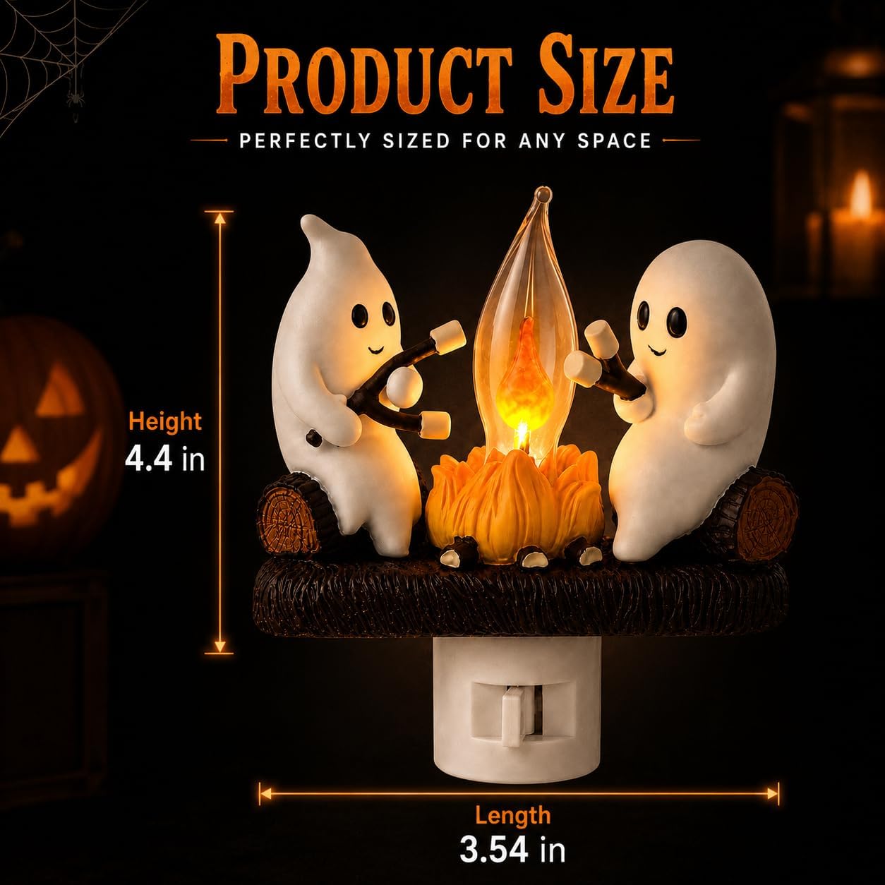 Ghost Campfire Flickering Nightlight – Cute Halloween Plug-In Wall Decor