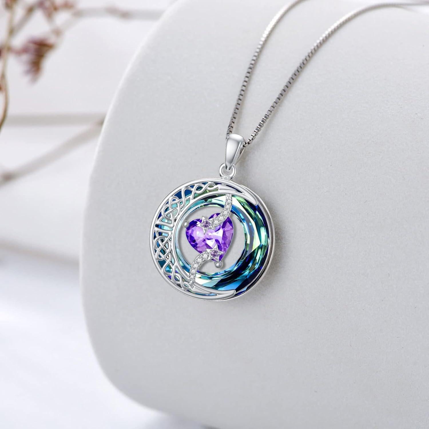 Collier Pierre de Naissance Pendentif Lune et Étoile Bijoux Lune
