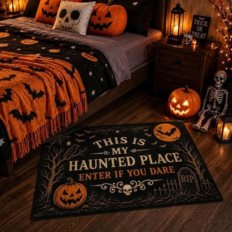 Haunted Place Halloween Door Sign – Spooky Home Decor