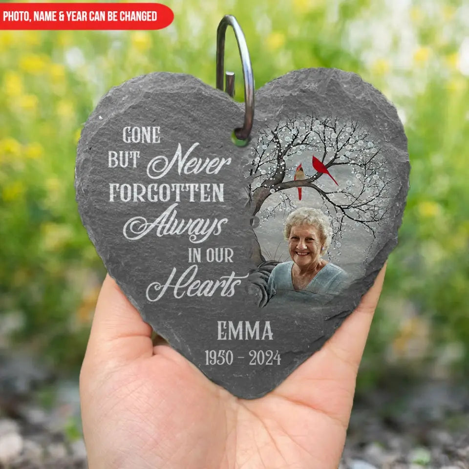 Gone But Never Forgotten Always In Our Hearts - Personalized Garden Slate, Memorial Gift