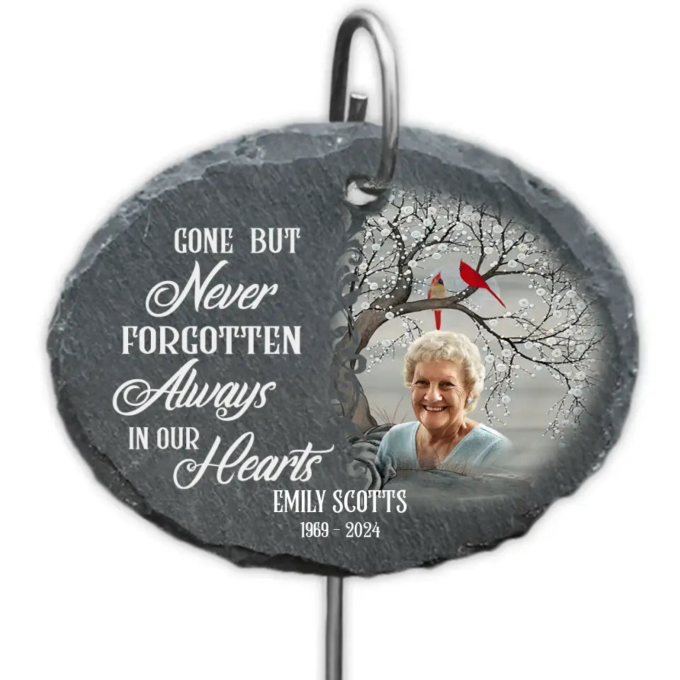 Gone But Never Forgotten Always In Our Hearts - Personalized Garden Slate, Memorial Gift